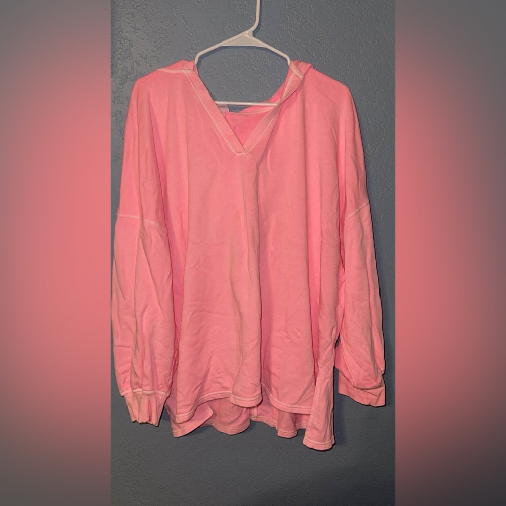 Old Navy Pink V-Neck Pullover Sweatshirt